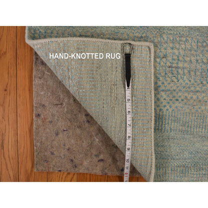 Modern and Contemporary Wool & Silk Hand Knotted Rug Blue No Border 2.5X8.0 -O078252