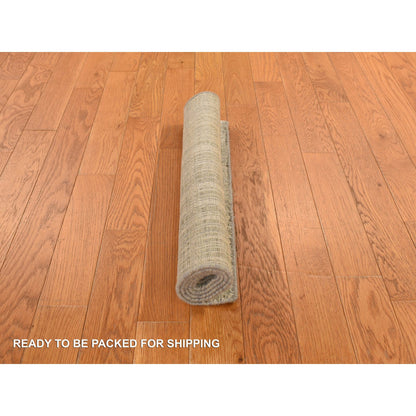 Modern and Contemporary Wool & Silk Hand Knotted Rug Green 2.0X3.0  -O078253