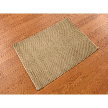 Modern and Contemporary Wool & Silk Hand Knotted Rug Yellow No Border 2.0X3.0 -O078255