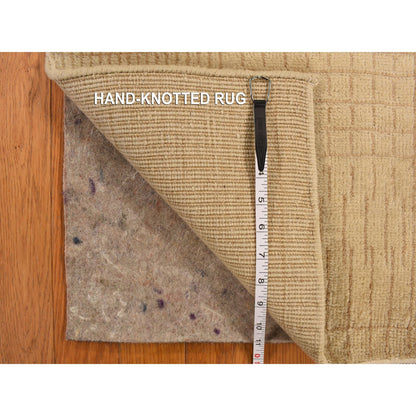 Modern and Contemporary Wool & Silk Hand Knotted Rug Yellow No Border 2.0X3.0 -O078255