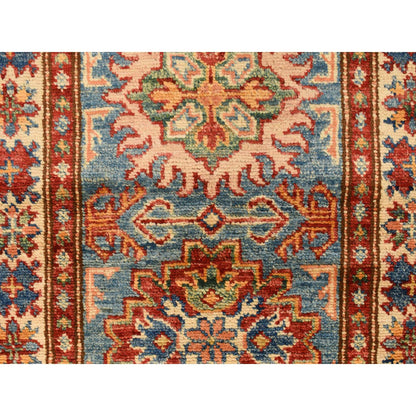 Kazak Wool Hand Knotted Rug Blue Moccasin Yellow 2.0X3.1 -O078256