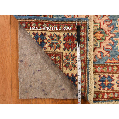 Kazak Wool Hand Knotted Rug Blue Moccasin Yellow 2.0X3.1 -O078256