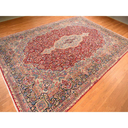 Persian Wool Hand Knotted Rug Red Blue 11.4X16.2 -O078257