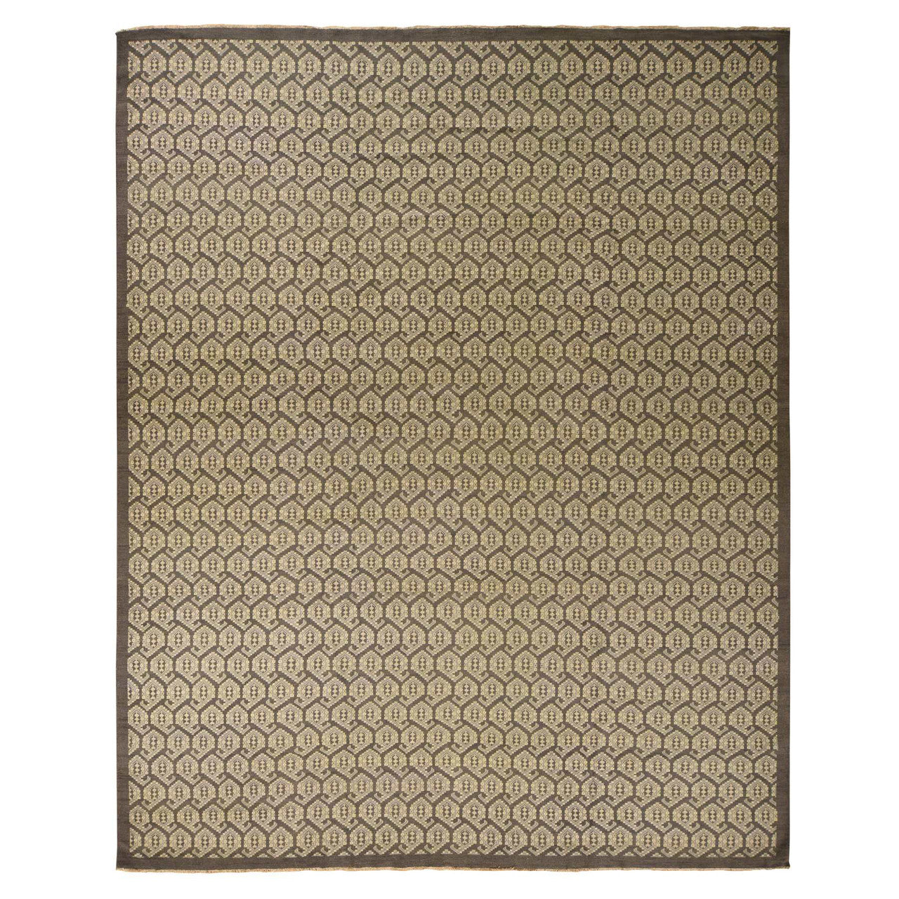 Gray 11'8" x 15'0" Oushak And Peshawar Hand knotted Wool Rug - Sku: O078262