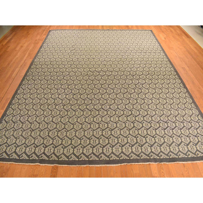 Oushak And Peshawar Wool Hand Knotted Rug Grey No Border 11.8X15.0 -O078262