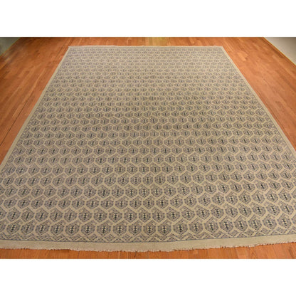 Oushak And Peshawar Wool Hand Knotted Rug Ivory No Border 11.8X14.9 -O078264