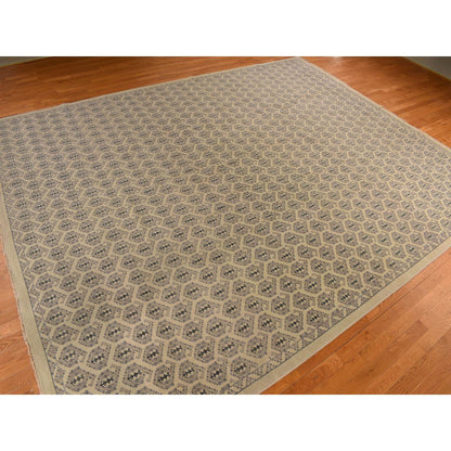 Oushak And Peshawar Wool Hand Knotted Rug Ivory No Border 11.8X14.9 -O078264