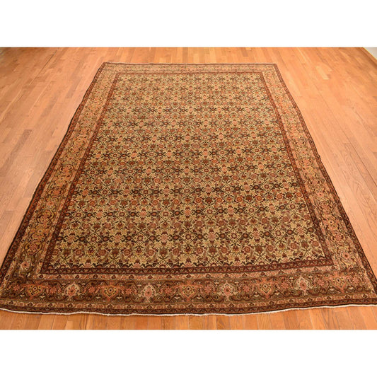 Antique Wool Hand Knotted Rug Brown Brown 8.3X11.5 -O078266