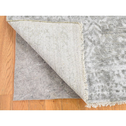 Transitional Wool & Silk Hand Knotted Rug Grey Gray 3.2X5.1 -O078268