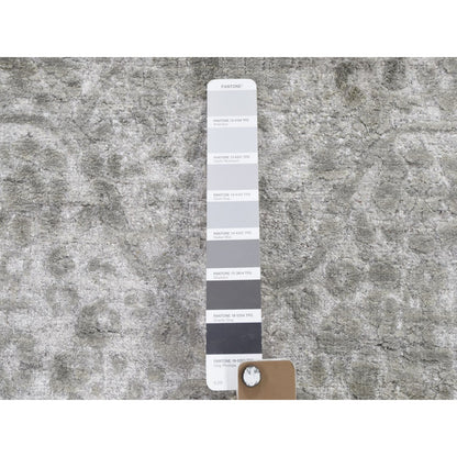 Transitional Wool & Silk Hand Knotted Rug Grey Gray 3.2X5.1 -O078268