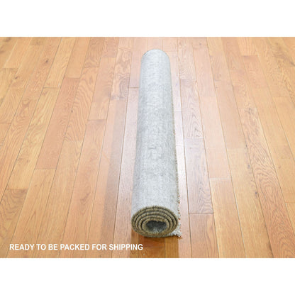 Transitional Wool & Silk Hand Knotted Rug Grey Gray 3.2X5.1 -O078268