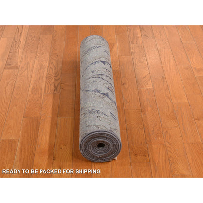 Wool and Silk Wool & Pure Silk Hand Knotted Rug Grey No Border 3.0X11.10 -O078282