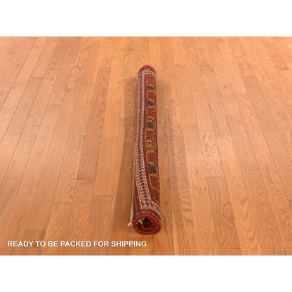 Antique Wool Hand Knotted Rug Red Chocolate Brown 4.1X5.0 -O078283