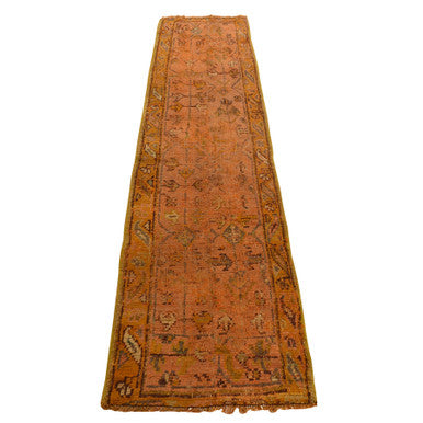 Antique Wool Hand Knotted Rug Orange 2.1x8.3 -O078285