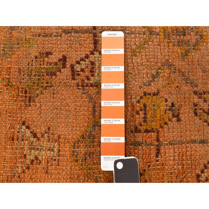 Antique Wool Hand Knotted Rug Orange 2.1x8.3 -O078285
