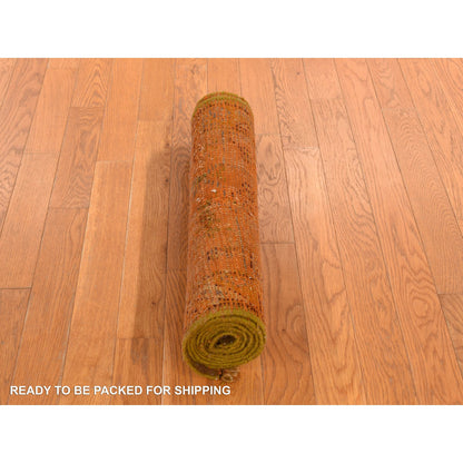 Antique Wool Hand Knotted Rug Orange 2.1x8.3 -O078285