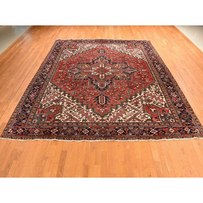 Heriz Wool Hand Knotted Rug Red Midnight Blue 10.8X12.8 -O078290
