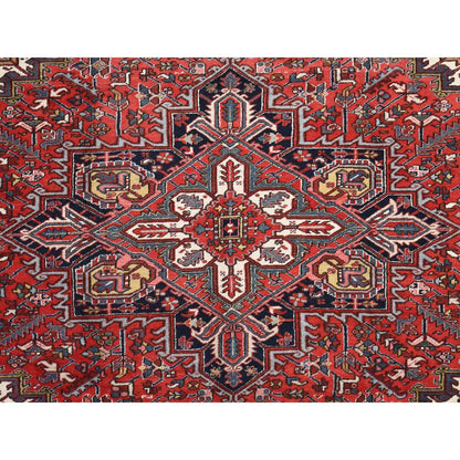 Heriz Wool Hand Knotted Rug Red Midnight Blue 10.8X12.8 -O078290