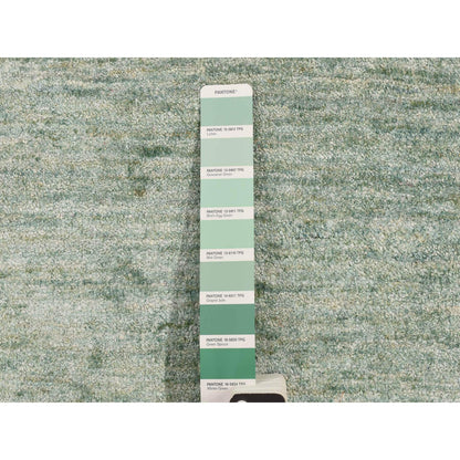 Modern and Contemporary Sari Silk Hand Knotted Rug Green No Border 2.0X3.0 -O078292