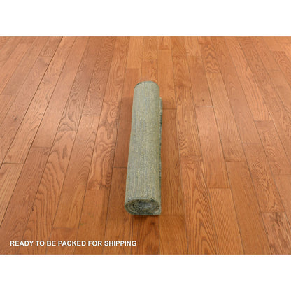 Modern and Contemporary Sari Silk Hand Knotted Rug Green No Border 2.0X3.0 -O078292