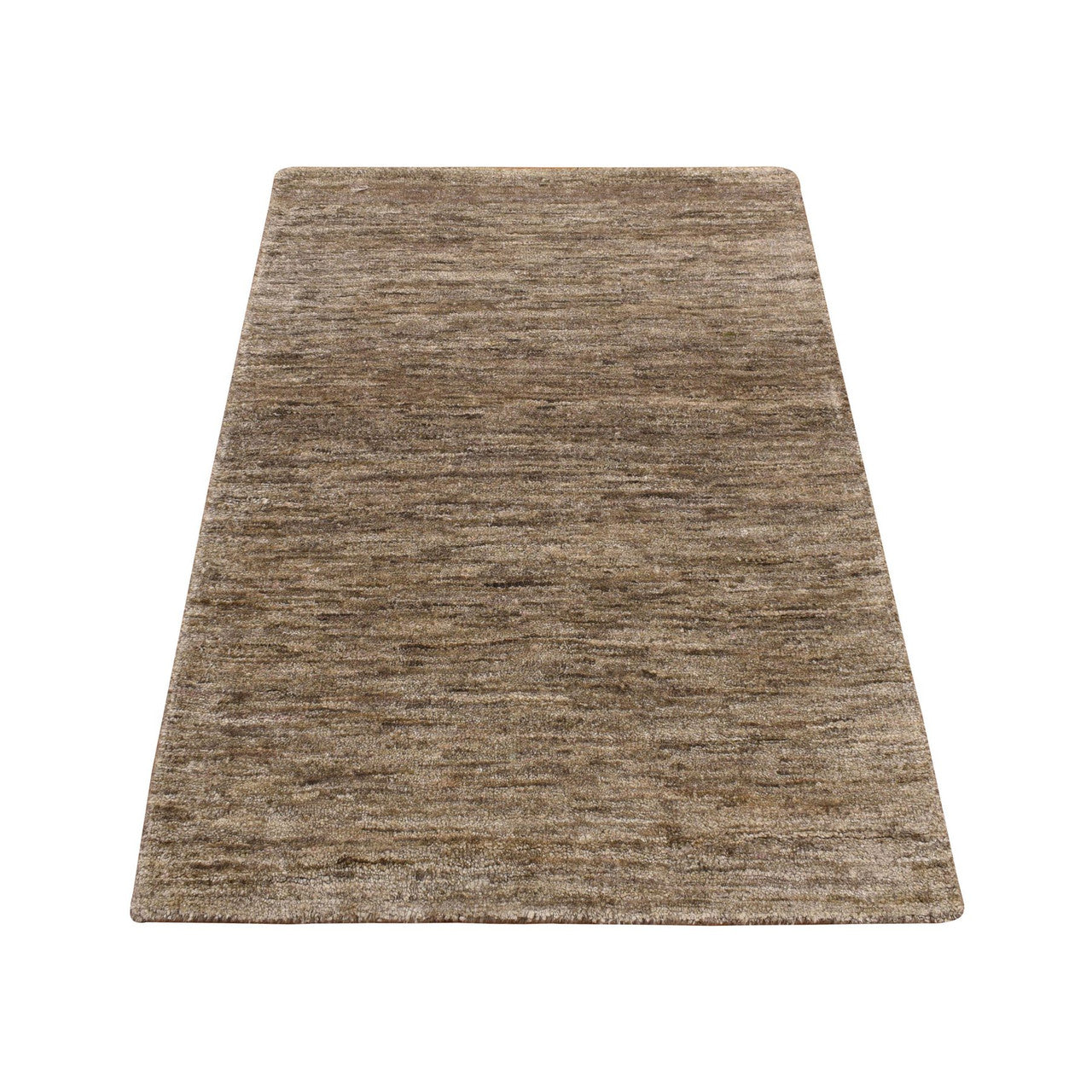 Brown 2'0" x 3'0" Modern and Contemporary Sari Hand knotted Silk Rug - Sku: O078293