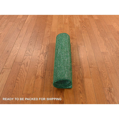 Modern and Contemporary Sari Silk Hand Knotted Rug Green No Border 2.0X3.1 -O078294