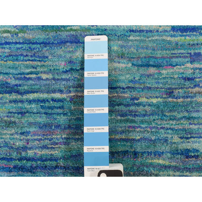 Modern and Contemporary Sari Silk Hand Knotted Rug Blue No Border 2.1X3.2 -O078295