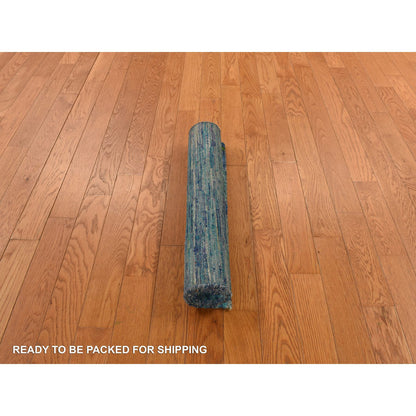 Modern and Contemporary Sari Silk Hand Knotted Rug Blue No Border 2.1X3.2 -O078295