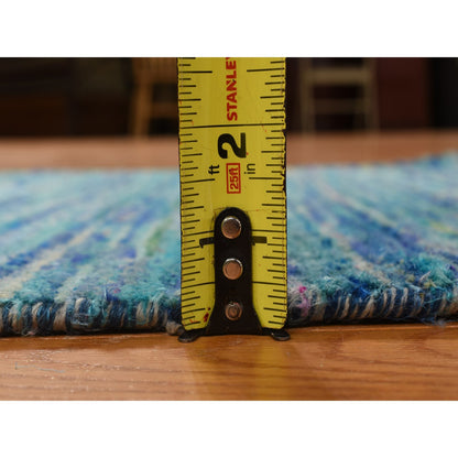 Modern and Contemporary Sari Silk Hand Knotted Rug Blue No Border 2.1X3.2 -O078295