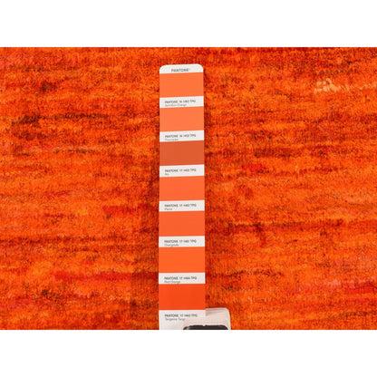 Modern and Contemporary Sari Silk Hand Knotted Rug Orange No Border 2.1X3.3 -O078297