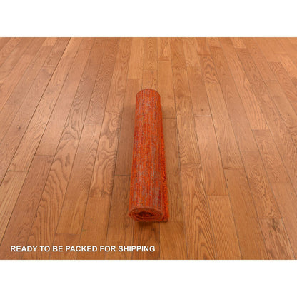 Modern and Contemporary Sari Silk Hand Knotted Rug Orange No Border 2.1X3.3 -O078297