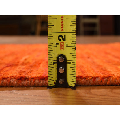 Modern and Contemporary Sari Silk Hand Knotted Rug Orange No Border 2.1X3.3 -O078297