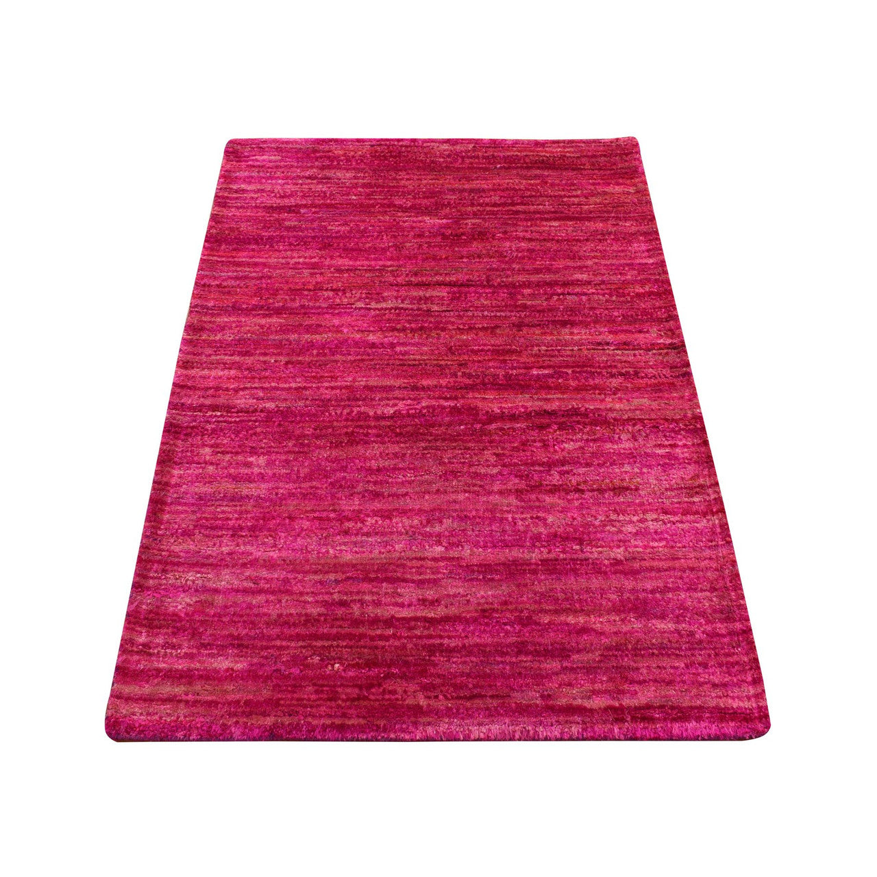 Pink 2'1" x 3'1" Modern and Contemporary Sari Hand knotted Silk Rug - Sku: O078299