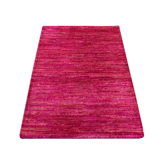 Modern and Contemporary Sari Silk Hand Knotted Rug Pink No Border 2.1X3.1 -O078299