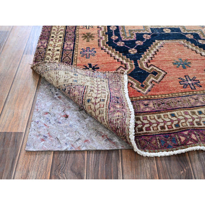 Overdyed & Vintage Wool Hand Knotted Rug Orange 5.3x6.9 -O0782