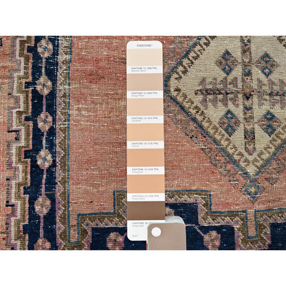 Overdyed & Vintage Wool Hand Knotted Rug Orange 5.3x6.9 -O0782