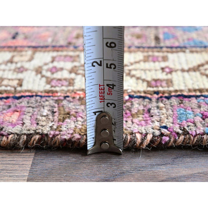 Overdyed & Vintage Wool Hand Knotted Rug Orange 5.3x6.9 -O0782