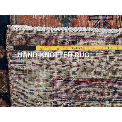 Overdyed & Vintage Wool Hand Knotted Rug Orange 5.3x6.9 -O0782