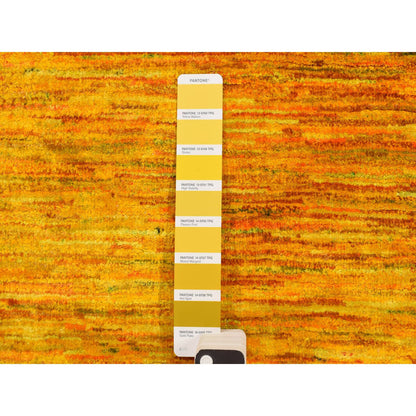 Modern and Contemporary Sari Silk Hand Knotted Rug Yellow No Border 2.1X3.0 -O078300