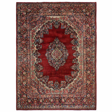 Persian Wool Hand Knotted Rug Red Midnight Blue 8.10X11.5 -O078301