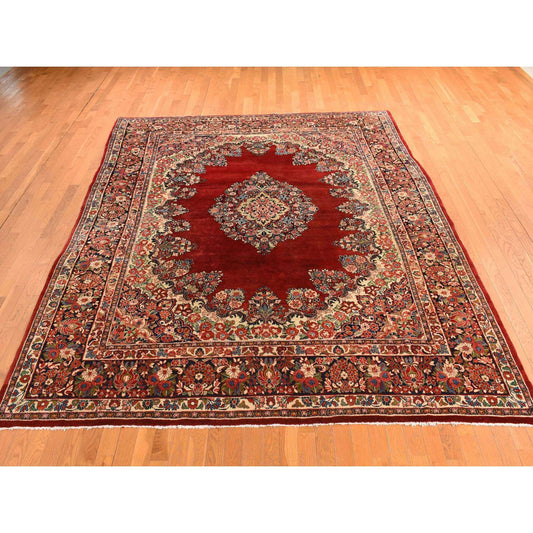 Persian Wool Hand Knotted Rug Red Midnight Blue 8.10X11.5 -O078301