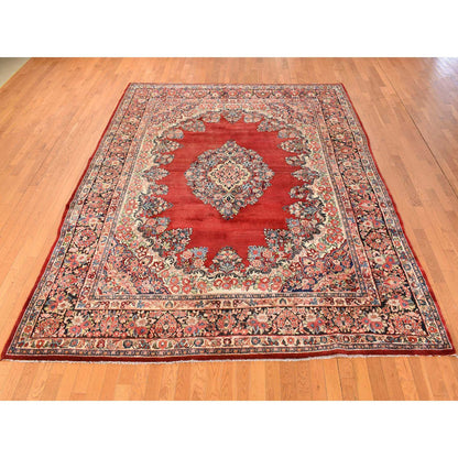 Persian Wool Hand Knotted Rug Red Midnight Blue 8.10X11.5 -O078301