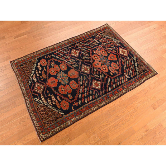 Antique Wool Hand Knotted Rug Red Ivory 4.6X6.7 -O078302