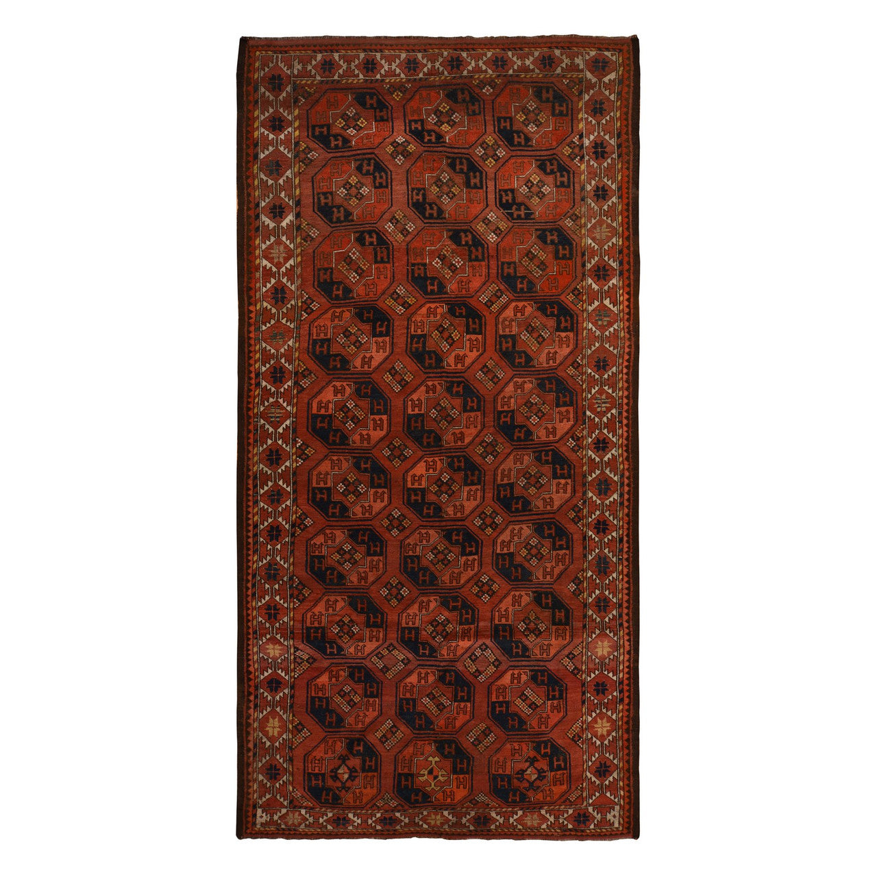 Red 6'3" x 13'3" Tribal & Geometric Hand knotted Wool Rug - Sku: O078304