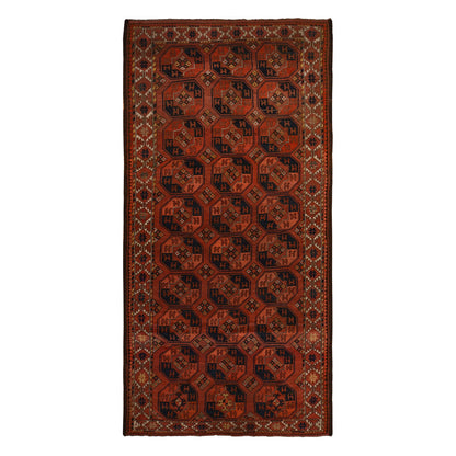 Tribal & Geometric Wool Hand Knotted Rug Red Red 6.3X13.3 -O078304
