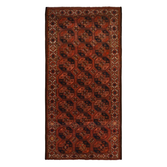 Tribal & Geometric Wool Hand Knotted Rug Red Red 6.3X13.3 -O078304
