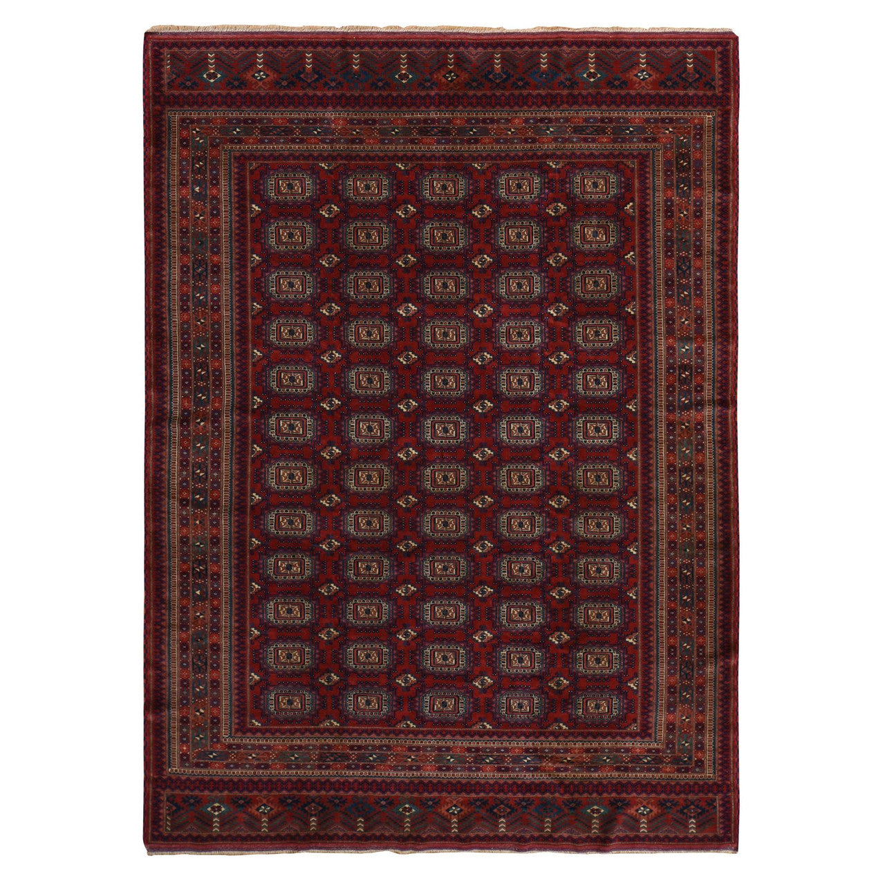 Red 6'10" x 9'7" Tribal & Geometric Hand knotted Wool Rug - Sku: O078305