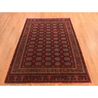 Tribal & Geometric Wool Hand Knotted Rug Red Red 6.10X9.7 -O078305