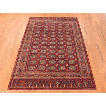 Tribal & Geometric Wool Hand Knotted Rug Red Red 6.10X9.7 -O078305