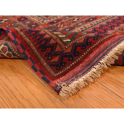 Tribal & Geometric Wool Hand Knotted Rug Red Red 6.10X9.7 -O078305